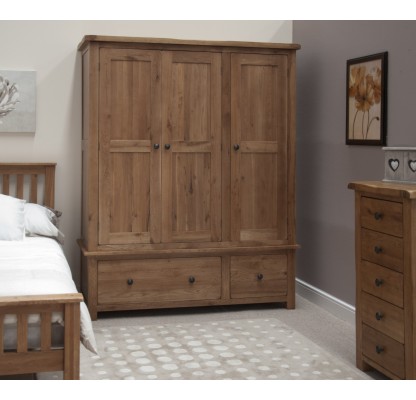 Homestyle Rustic Oak Triple Wardrobe